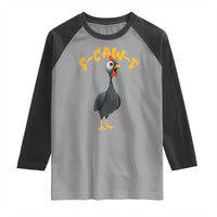 Funny F Caw F Guinea Fowl Raglan Shirt Cartoon Guinea Bird Poultry Humor - Wonder Print Shop