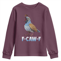 Funny F Caw F Quail Youth Sweatshirt Cartoon Quail Bird Poultry Humor - Wonder Print Shop
