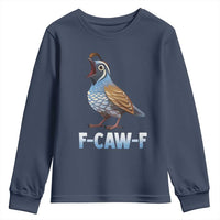 Funny F Caw F Quail Youth Sweatshirt Cartoon Quail Bird Poultry Humor - Wonder Print Shop