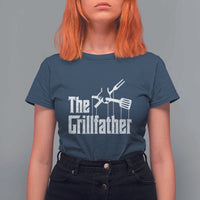Funny BBQ Grilling T Shirt For Women The Grillfather Vintage Father's Day