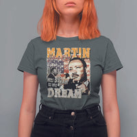 MLK Day His Dream Is My Dream T Shirt For Women Martin Luther King Vintage American Flag Black History Month