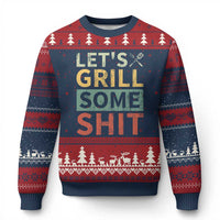 Funny BBQ Grilling Let's Grill Some Shit Ugly Christmas Sweater Retro Vintage Barbecue Father's Day - Wonder Print Shop