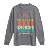 Funny Grilling BBQ Long Sleeve Shirt This Is My Meat Smoking Shirt Retro Fork Father's Day