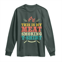 Funny Grilling BBQ Long Sleeve Shirt This Is My Meat Smoking Shirt Retro Fork Father's Day