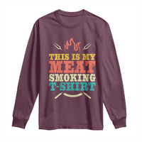 Funny Grilling BBQ Long Sleeve Shirt This Is My Meat Smoking Shirt Retro Fork Father's Day