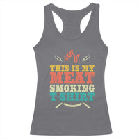 Funny Grilling BBQ Racerback Tank Top This Is My Meat Smoking Shirt Retro Fork Father's Day