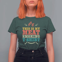 Funny Grilling BBQ T Shirt For Women This Is My Meat Smoking Shirt Retro Fork Father's Day - Wonder Print Shop
