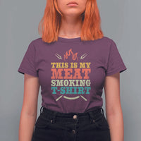Funny Grilling BBQ T Shirt For Women This Is My Meat Smoking Shirt Retro Fork Father's Day - Wonder Print Shop