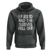 Funny I Flexed And The Sleeves Fell Of Hoodie Workout Gymer Shadow Text