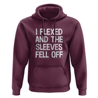 Funny I Flexed And The Sleeves Fell Of Hoodie Workout Gymer Shadow Text