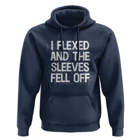 Funny I Flexed And The Sleeves Fell Of Hoodie Workout Gymer Shadow Text
