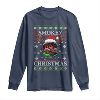 Funny Smokey Christmas Grilling Long Sleeve Shirt BBQ Meat Father's Day