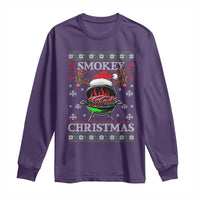 Funny Smokey Christmas Grilling Long Sleeve Shirt BBQ Meat Father's Day