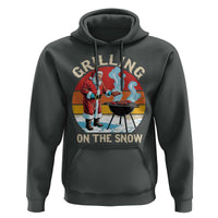 Funny Christmas Grilling Santa Hoodie Grilling On The Snow
