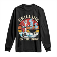 Funny Christmas Grilling Santa Long Sleeve Shirt Grilling On The Snow