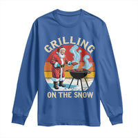 Funny Christmas Grilling Santa Long Sleeve Shirt Grilling On The Snow