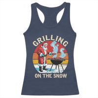 Funny Christmas Grilling Santa Racerback Tank Top Grilling On The Snow
