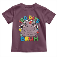 Funny Moo Deng 100 Days Bruh Toddler T Shirt Happy 100 Days Of School