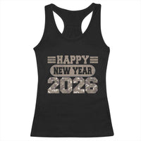 Camo Happy New Year Party 2026 Racerback Tank Top Camouflage NYE Party - Wonder Print Shop