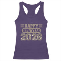 Camo Happy New Year Party 2026 Racerback Tank Top Camouflage NYE Party - Wonder Print Shop