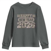 Camo Happy New Year Party 2026 Youth Sweatshirt Camouflage NYE Party - Wonder Print Shop