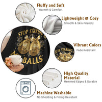 Funny Adult New Years Eve Throw Blanket Stop Staring At My Balls Golden Disco Ball - Wonder Print Shop