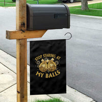 Funny Adult New Years Eve Garden Flag Stop Staring At My Balls Golden Disco Ball - Wonder Print Shop