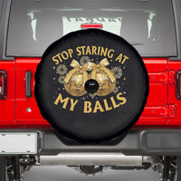 Funny Adult New Years Eve Spare Tire Cover Stop Staring At My Balls Golden Disco Ball - Wonder Print Shop
