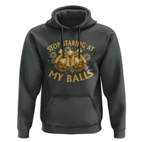 Funny Adult New Years Eve Hoodie Stop Staring At My Balls Golden Disco Ball - Wonder Print Shop
