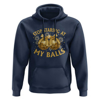 Funny Adult New Years Eve Hoodie Stop Staring At My Balls Golden Disco Ball - Wonder Print Shop