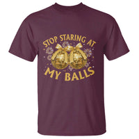 Funny Adult New Years Eve T Shirt Stop Staring At My Balls Golden Disco Ball - Wonder Print Shop