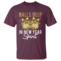 Funny New Year Disco Ball T Shirt Balls Deep In New Year Spirit - Wonder Print Shop