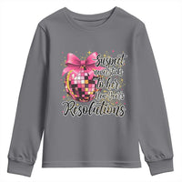 Funny Suspect Never Sticks To Her New Years Resolutions Youth Sweatshirt Coquette Disco Ball - Wonder Print Shop
