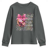 Funny Suspect Never Sticks To Her New Years Resolutions Youth Sweatshirt Coquette Disco Ball - Wonder Print Shop