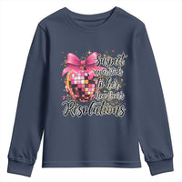 Funny Suspect Never Sticks To Her New Years Resolutions Youth Sweatshirt Coquette Disco Ball - Wonder Print Shop