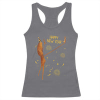 Funny Marcus The Worm New Year Racerback Tank Top Happy New Year NYE Party Firework - Wonder Print Shop