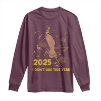 Funny Marcus The Worm New Year Long Sleeve Shirt 2025 I Dont Like This Year Fireworks NYE Party - Wonder Print Shop