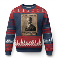 Carter G Woodson Ugly Christmas Sweater Father Of Black History Month Old Paper Graphic