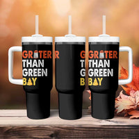 Funny Greater Than Green Bay Cheese Grate Tumbler With Handle