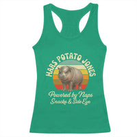 Funny Mars Potato Jones Racerback Tank Top Powered by Naps Snacks Side Eye Pygmy Hippo