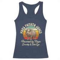 Funny Mars Potato Jones Racerback Tank Top Powered by Naps Snacks Side Eye Pygmy Hippo