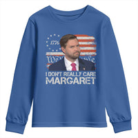 Funny JD Vance 2025 I Don't Really Care Margaret Youth Sweatshirt Vintage Betsy Ross Flag