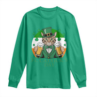 Funny St Catrick's Day Beer Long Sleeve Shirt St Patrick's Day Cat Beer Shamrock