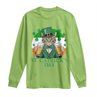 Funny St Catrick's Day Beer Long Sleeve Shirt St Patrick's Day Cat Beer Shamrock