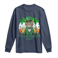 Funny St Catrick's Day Beer Long Sleeve Shirt St Patrick's Day Cat Beer Shamrock