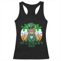 Funny St Catrick's Day Beer Racerback Tank Top St Patrick's Day Cat Beer Shamrock