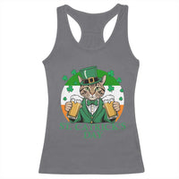 Funny St Catrick's Day Beer Racerback Tank Top St Patrick's Day Cat Beer Shamrock