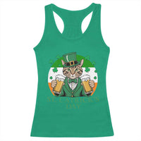 Funny St Catrick's Day Beer Racerback Tank Top St Patrick's Day Cat Beer Shamrock