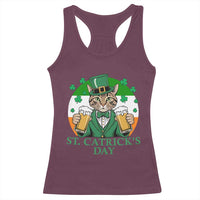 Funny St Catrick's Day Beer Racerback Tank Top St Patrick's Day Cat Beer Shamrock