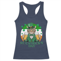Funny St Catrick's Day Beer Racerback Tank Top St Patrick's Day Cat Beer Shamrock